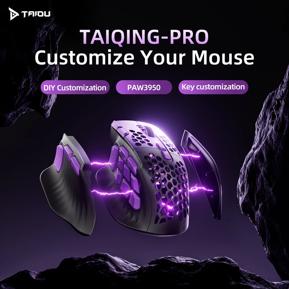 

TAIDU TSG908 Pro Wireless Gaming Mouse PAW3950 PAW3311 30000 DPI 8KHz Magnetic Detachable Back Cover Bluetooth 2.4G Wired Mouses