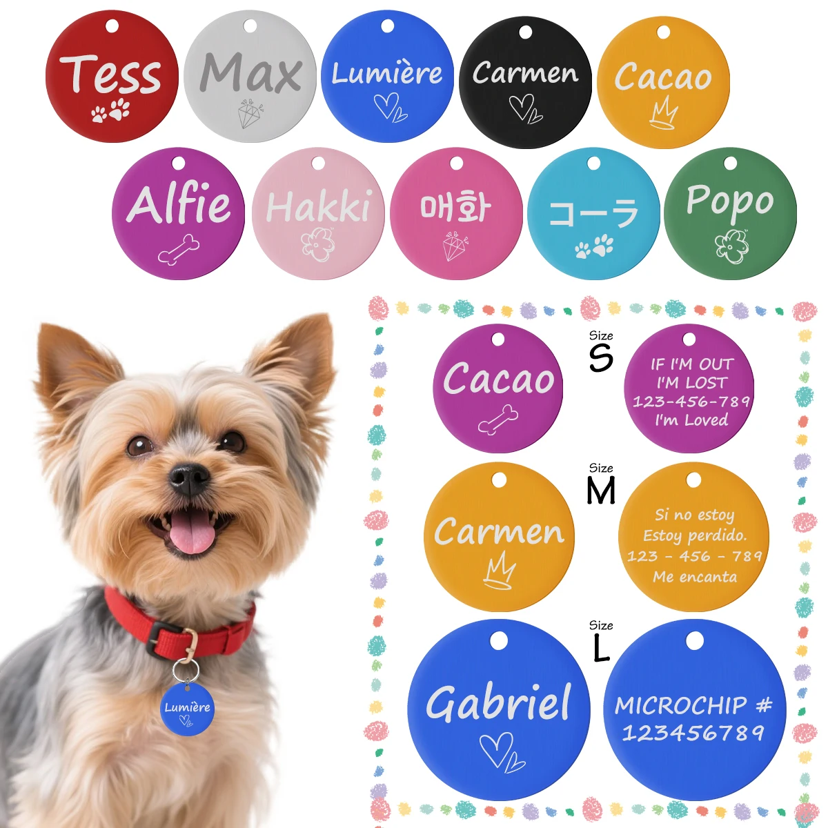 ‌Custom Pet ID Tags - Lightweight, Multi-Color & Pattern Options, Personalized Name Plates for Dogs/Cats