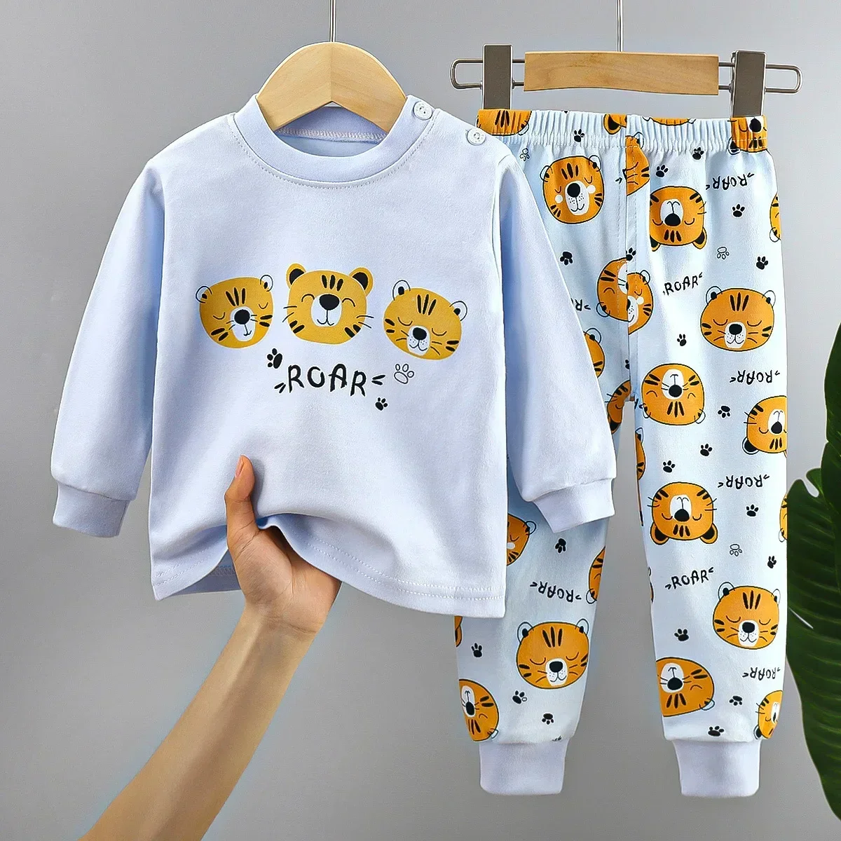 New Baby Boys Girls Christmas Warm Pajamas Kids Cartoon Xmas Print Long Sleeve Pyjamas Children\'s Autumn Sleepwear Clothing Sets