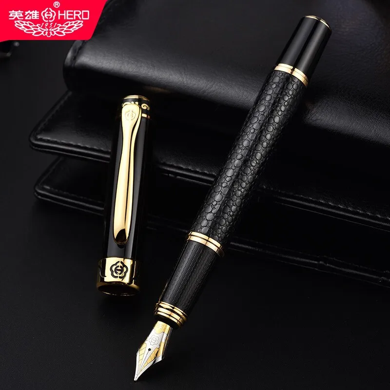 

Hero Pen 88 Noble Series Leather Pattern Iridium Gold Pen Adult Practice Writing Signature Business Office Gift Ink Pen