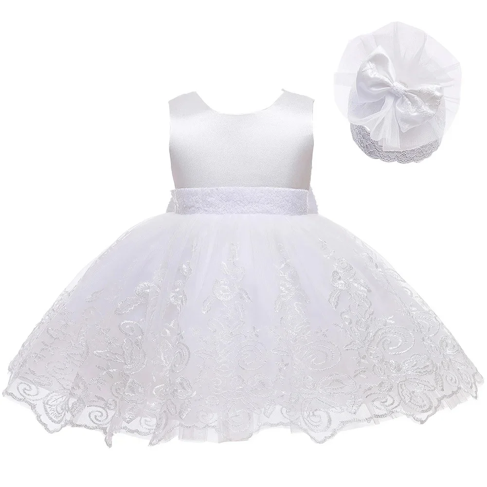 Baby Girls Princess Dress Baby Baptism Dress Toddler Easter Costume Children Evening Party Gown 2025 New Girl White Dress