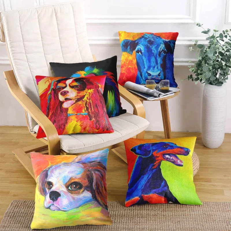 New Streamline Abstract Art Pillow Sofa Soft Cushion Animal Oil Painting Cover Digital Printing