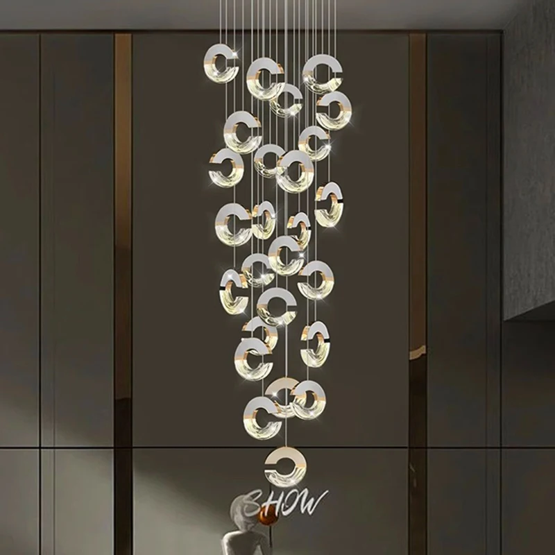 Imagem -02 - Modern Crystal Chandelier For Home Decoration Stair Pendant Lamp Living Room Pendant Lights Iluminação Interior