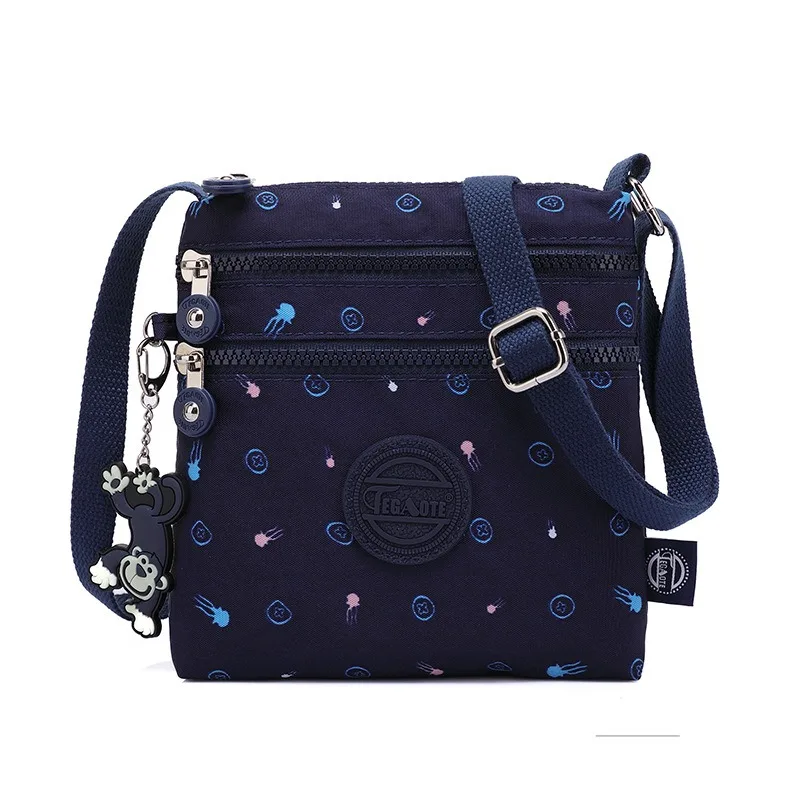 2024 Flower Summer Nylon Men Women Shoulder Messenger Bag Cross Body Phone Purse Lightweight Blue Grey Black Red Purple M0908