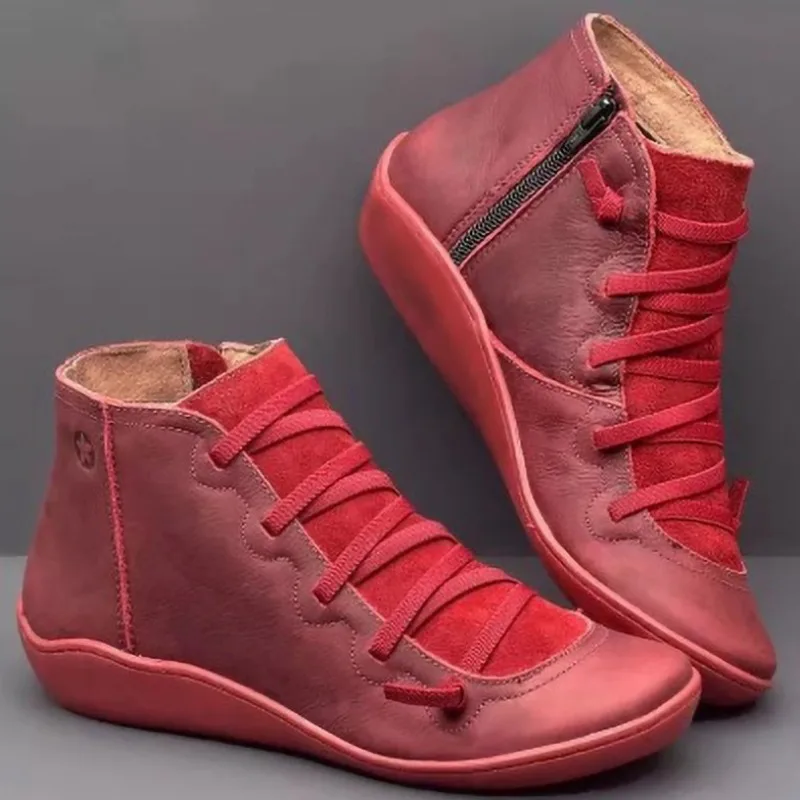 Für Frauen Schnürstiefel Schneestiefel Damen Kurze Vintage-Stiefel Mujer Botas Rutschfeste Schuhe Socofy Chaussures Femmes