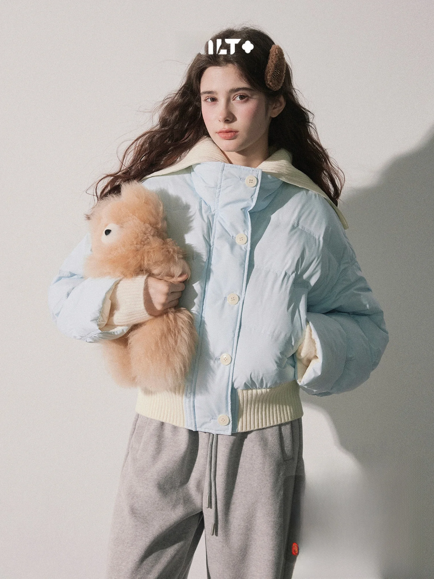 

Женская легкая двусторонняя куртка-пуховик Callmelater Knitted Du Down Jaet с теплым воротником, свободного кроя, для повседневной носки