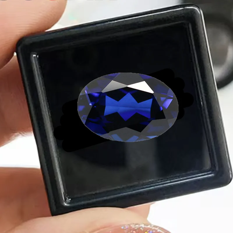 

Premium Loose Blue Sapphire Oval Faceted Cut Test Sapphire Gems for Jewelry Making Collection DIY Mohs Hardness Stone