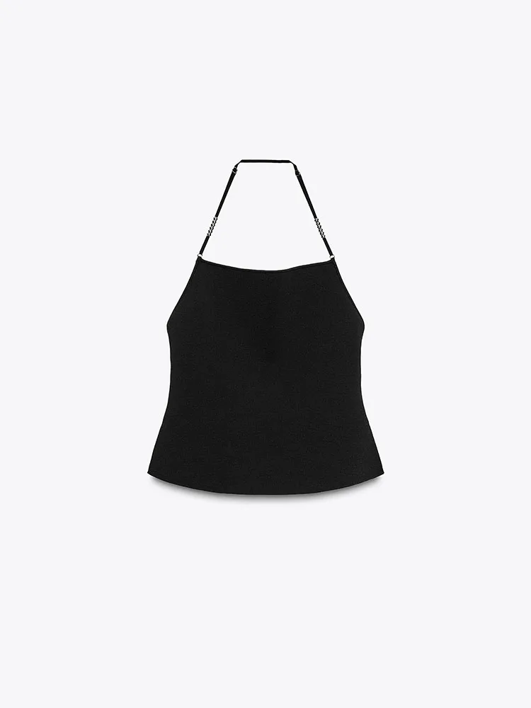 Dolce Sli lavorato a maglia con cinturino Bal Top da donna Faion Nuovo arrivo Inverno 2025 Polsini impreziositi Colletto rovesciato T