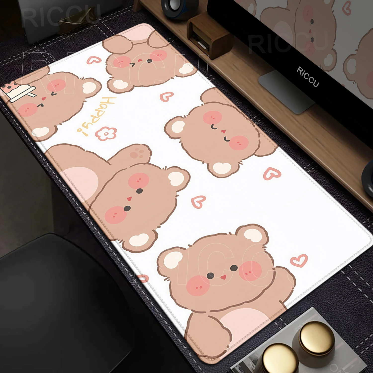 

Cute Brown Bear Mouse Pad Rubber Non-Slip Computer Keyboard Anime Bears Desk Mat Office PC Cabinet XXL Tablepad E-Sports Carpet