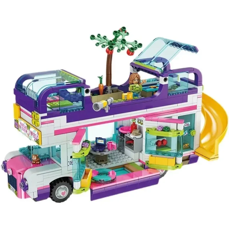 Bon ami série 41395 fille série amitié Bus enfants assemblage MOC jouet bloc de construction cadeau Camping extérieur modèle Rv