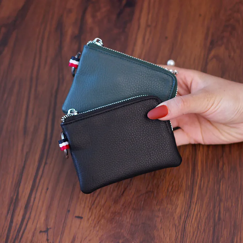 

Мини-кошельки из натуральной кожи, мягкая воловья кожа на молнии, женская сумка для монет, ключница, держатель для карт, ультратонкие карманные сумки