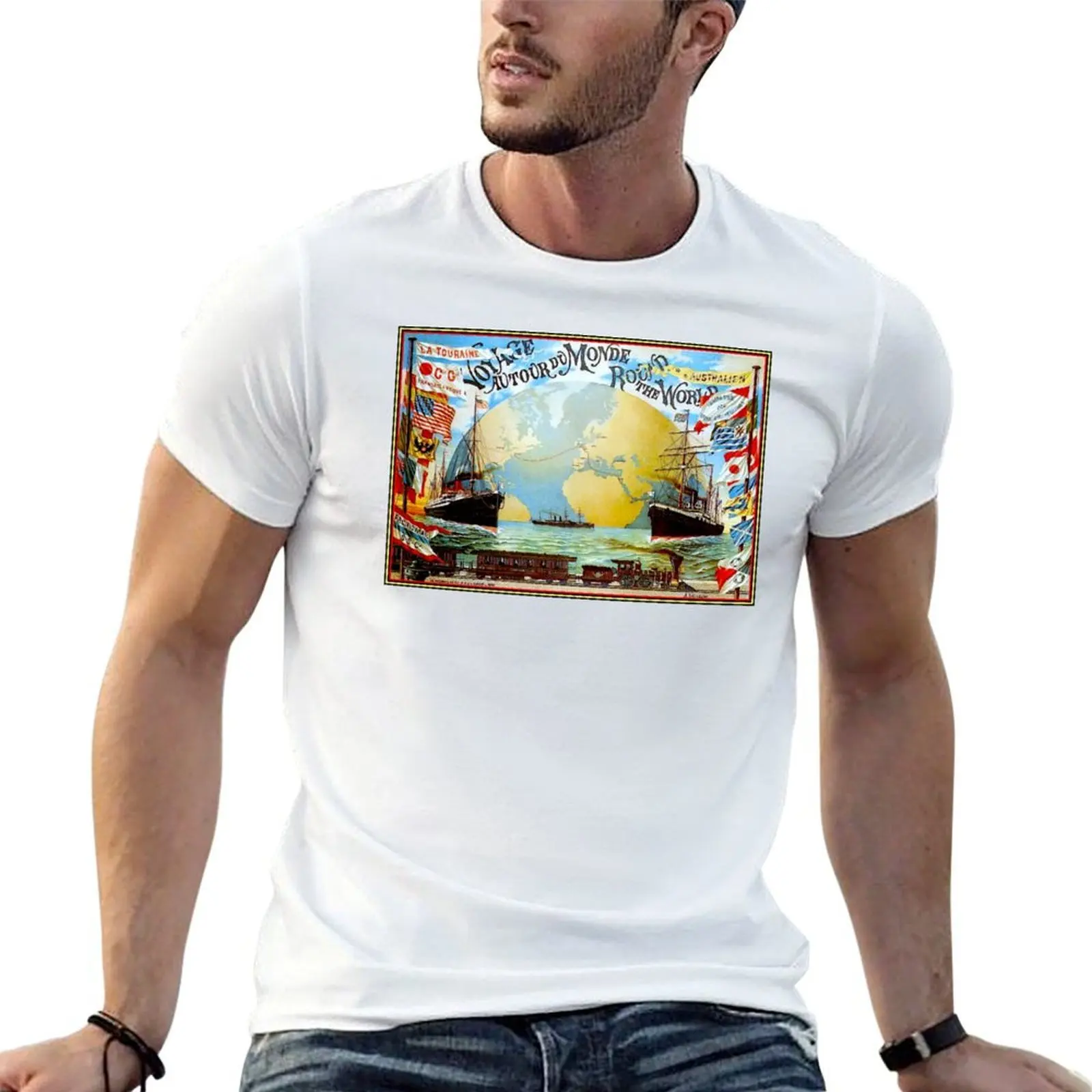 

Around Print Verne shirt plain man in t World tshirt Days; 80 Jules man Vintage T-Shirt The