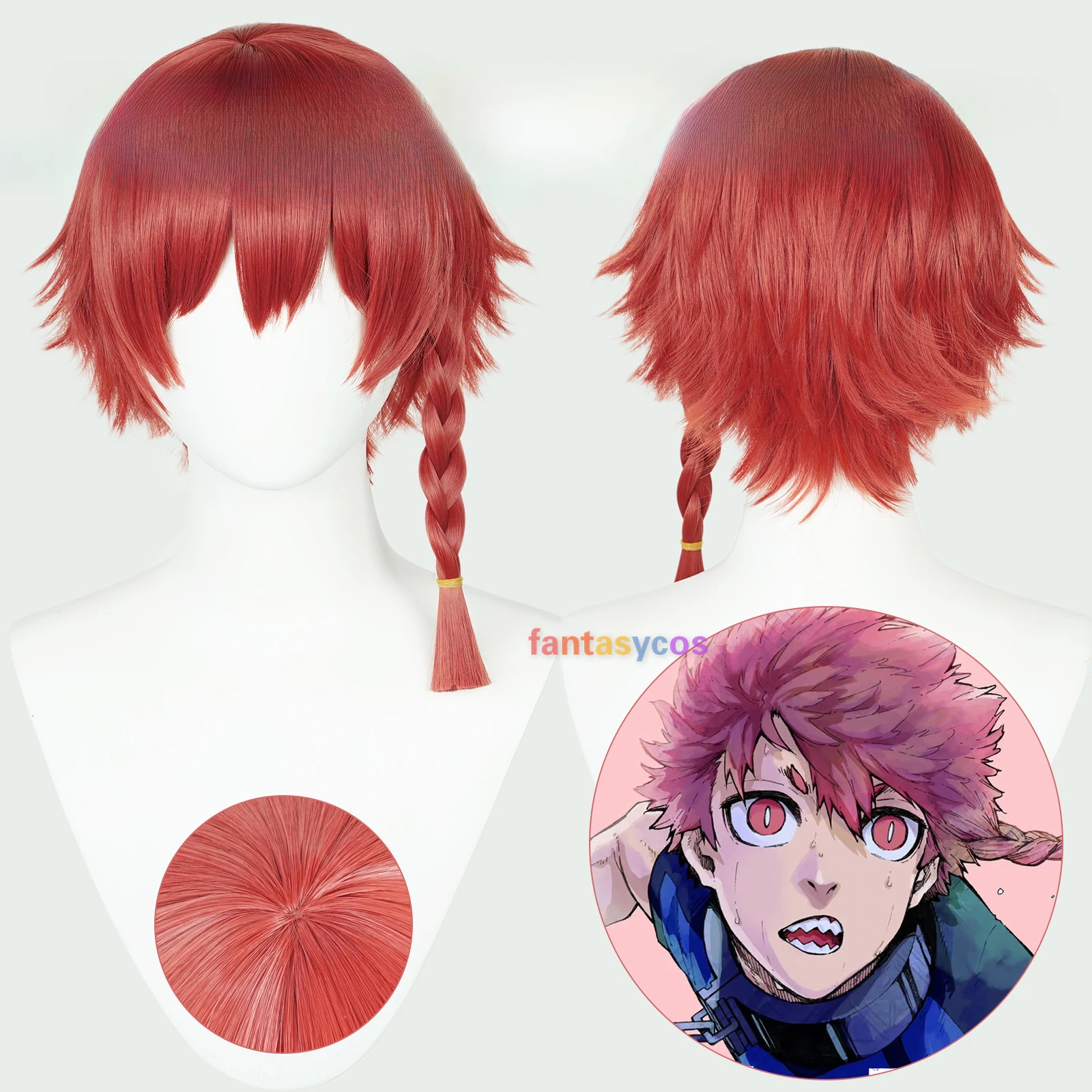 

Kurona Ranze Cosplay Wig Anime Blue Lock Red Single Twist Braid Heat Resistant Synthetic Hair Halloween Role Play Party Prop