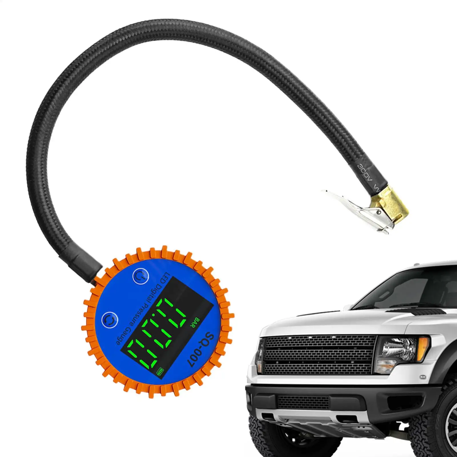 Digital Tire Gauge Heavy Duty Compressor Accessories Digital Tire Pressure Gauge With Inflator For Trailer RV Truck Automotive