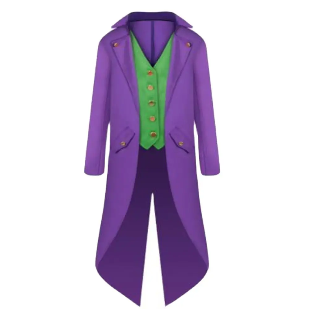 

HEIGHT 135-155CM Black Red Purple Green Mens Steampunk Gothic Jacket Victorian Tailcoat Vintage Halloween Costume Tuxedo Man