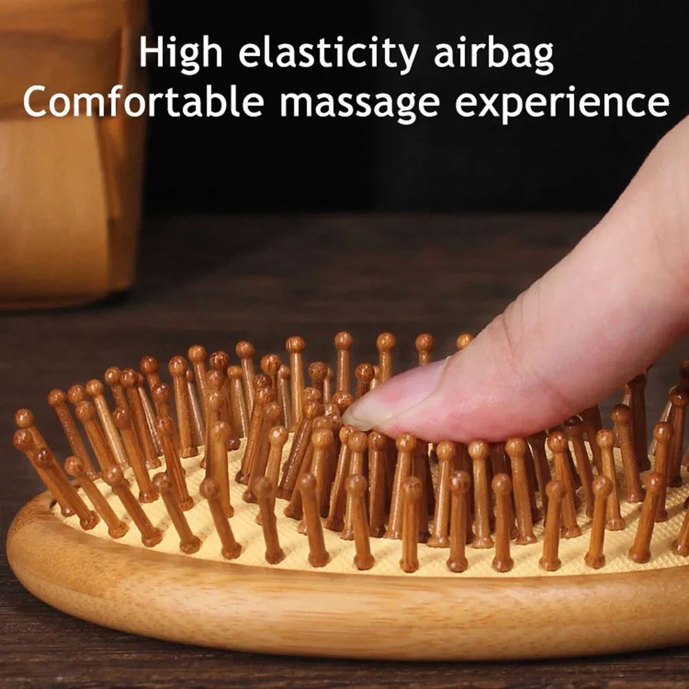 

1pcs Bamboo Air Cushion Hair Comb Brush for Ladies Detangling Straightening Blow Drying Scalp Massage Handheld Comb