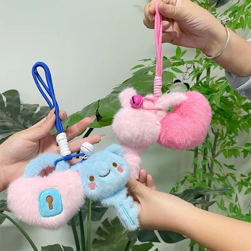 Plush Heart Keychain Cute Love Keyring Bag Charm Accessory Soft Stuffed Animal Doll Toy Car Backpack Purse Decoration Gift