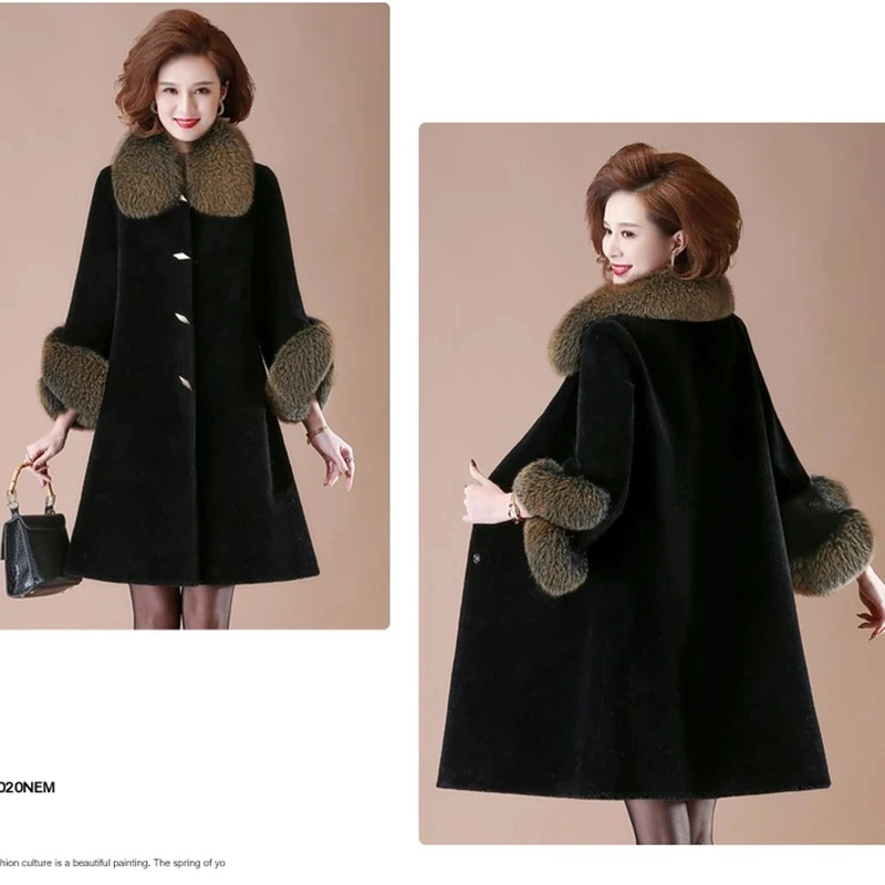 معطف الشتاء الأم النبيلة الراقية فو الفراء سترة الشتاء النساء رشاقته معطف دافئ طويل أنيق ل الفراء كولور سترات أبلى #6