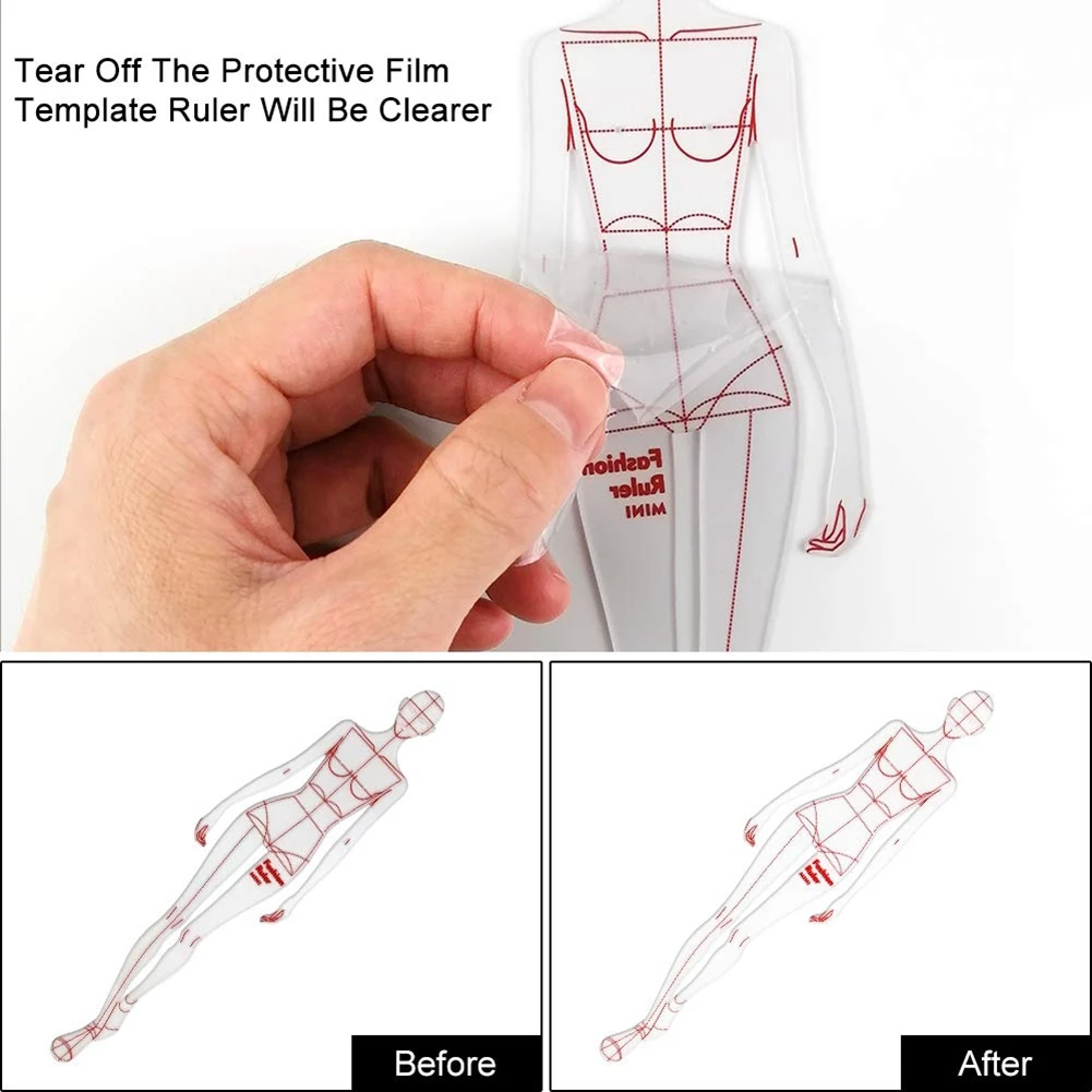 Fashion Illustration Rulers Sketching Templates Ruler Sewing Humanoid Patterns Design Clothing Measuring,Type B