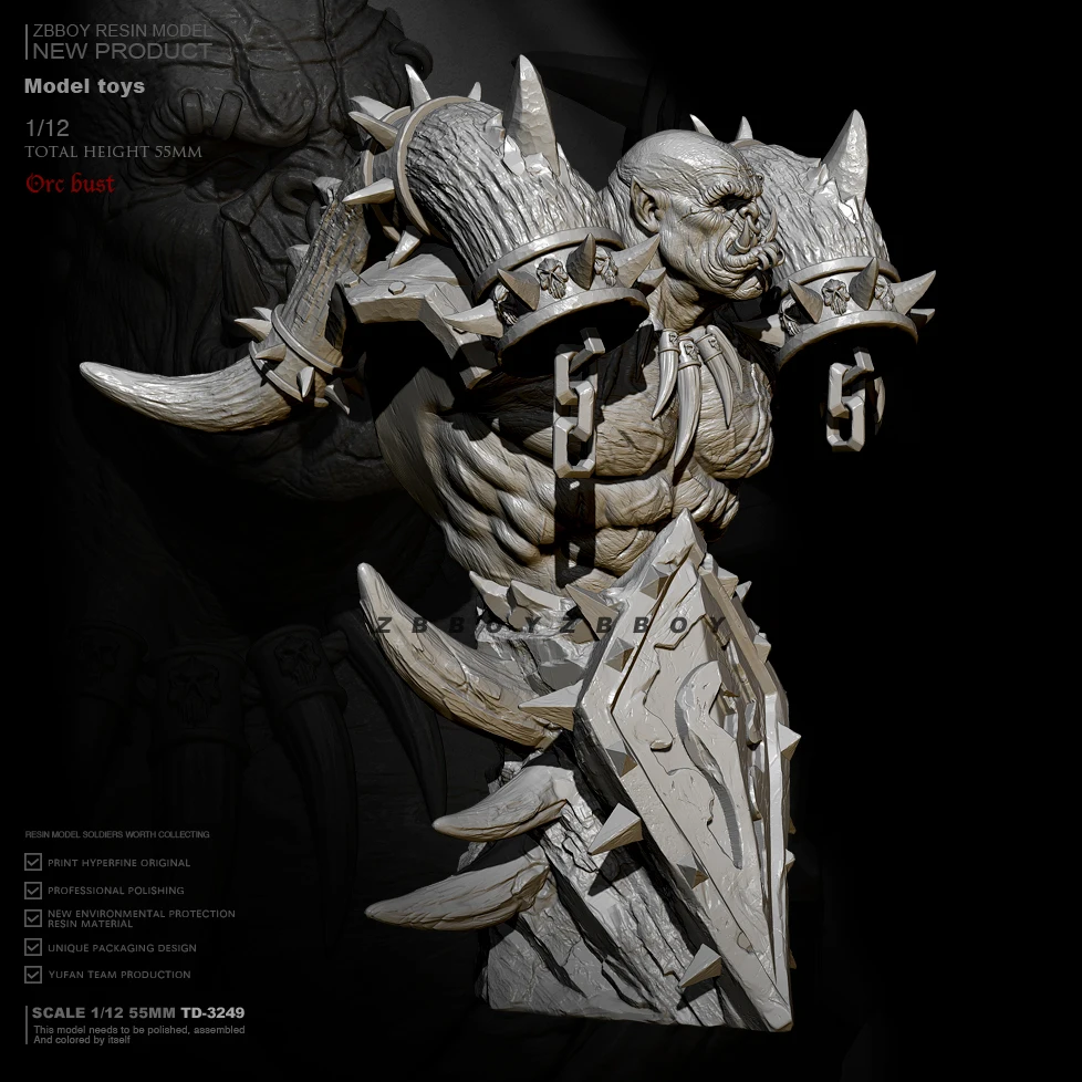 55mm  Resin bust model kits figure colorless and self-assembled  TD-3249