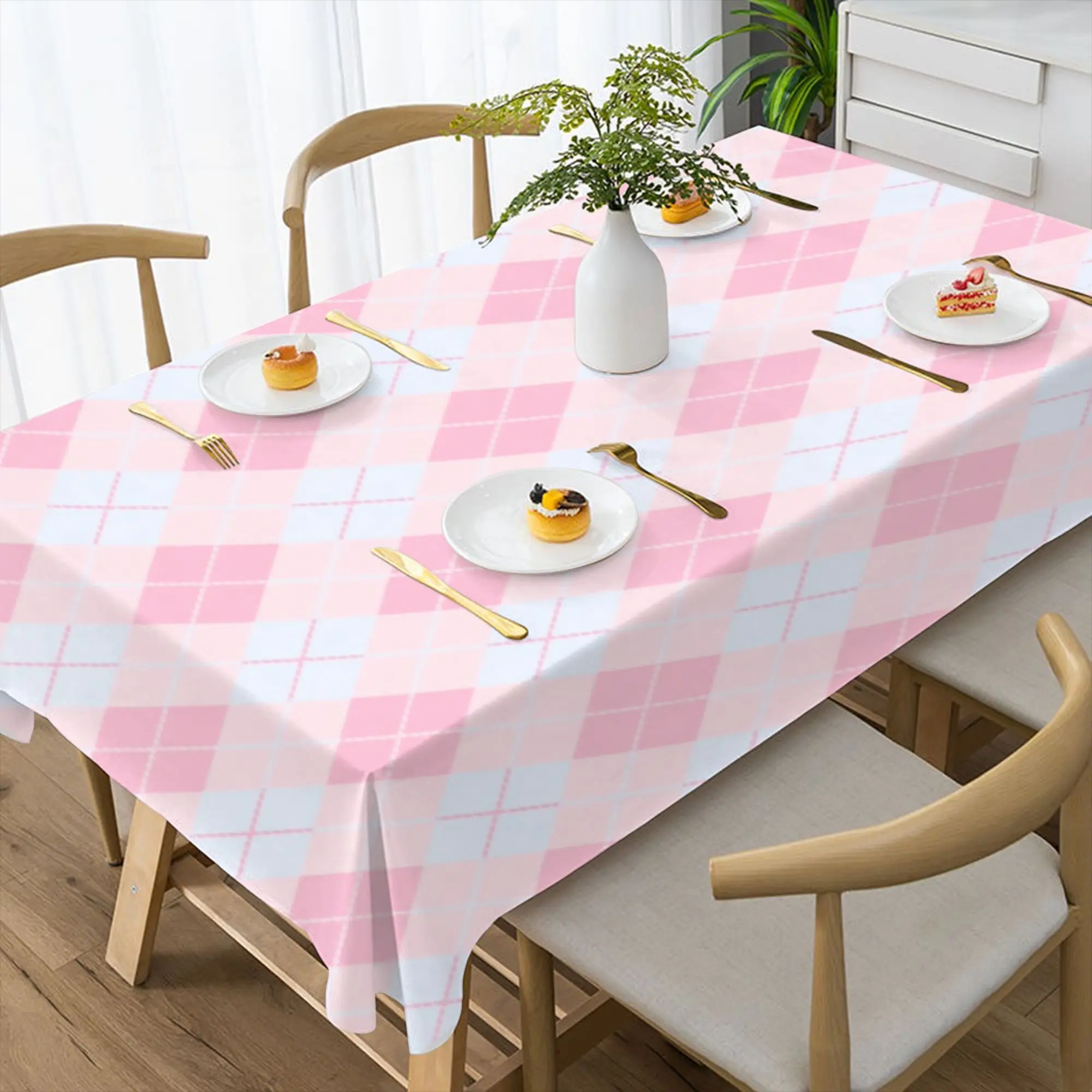VIKAMA Light Blue Tablecloth Ins Simple Wind Waterproof Home Dining Table Tea Table Decoration Tablecloths