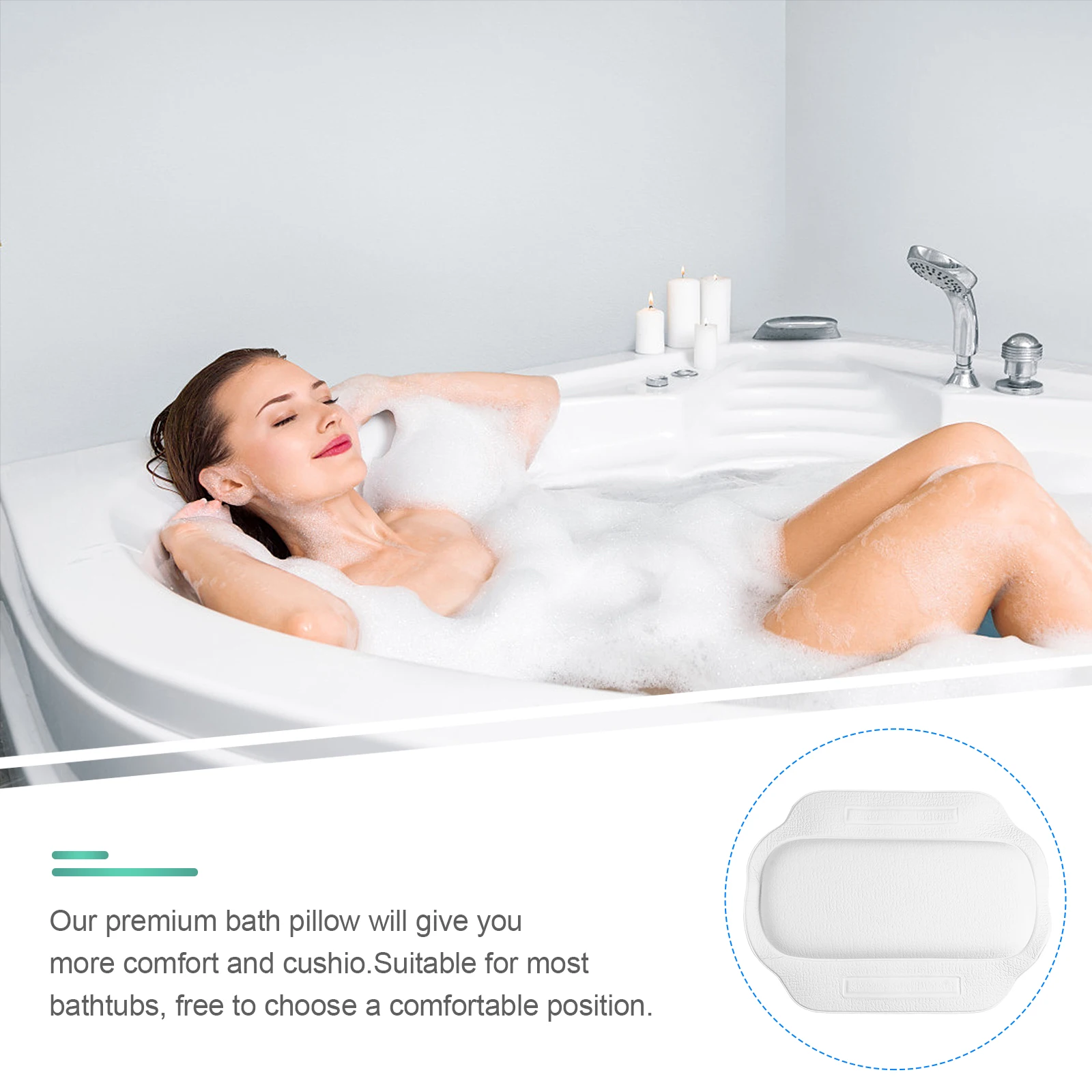 

Ultra Large Cup Bath Bathtub Neck Tub Head Support Back Support Non-Slip Bathtub Cushion Spa Pillow Home Shower Pillow