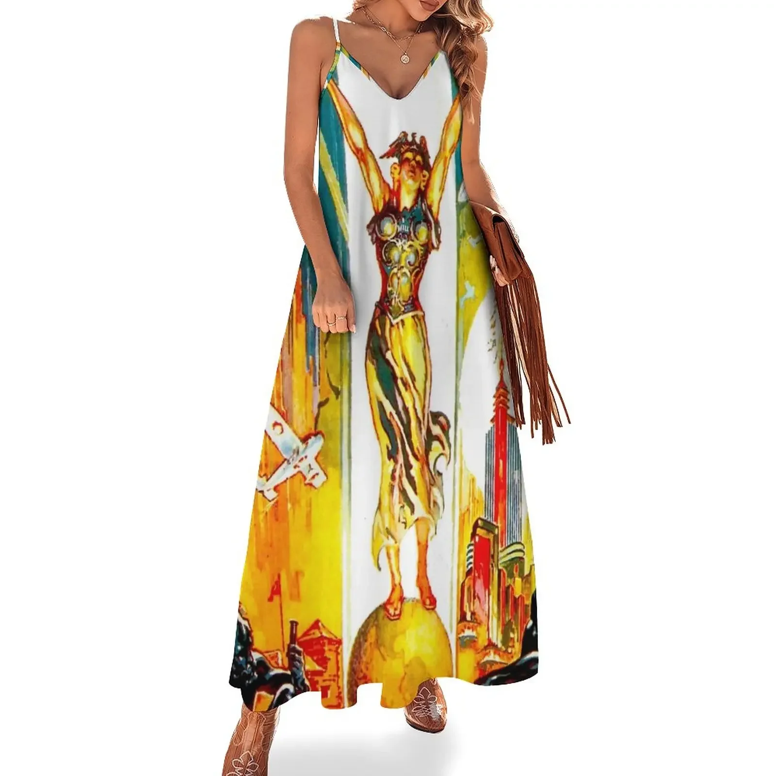 

CHICAGO WORLD FAIR : Vintage 1933 Advertising Print Sleeveless Dress dresses for women 2025 luxury designer party Long dresses