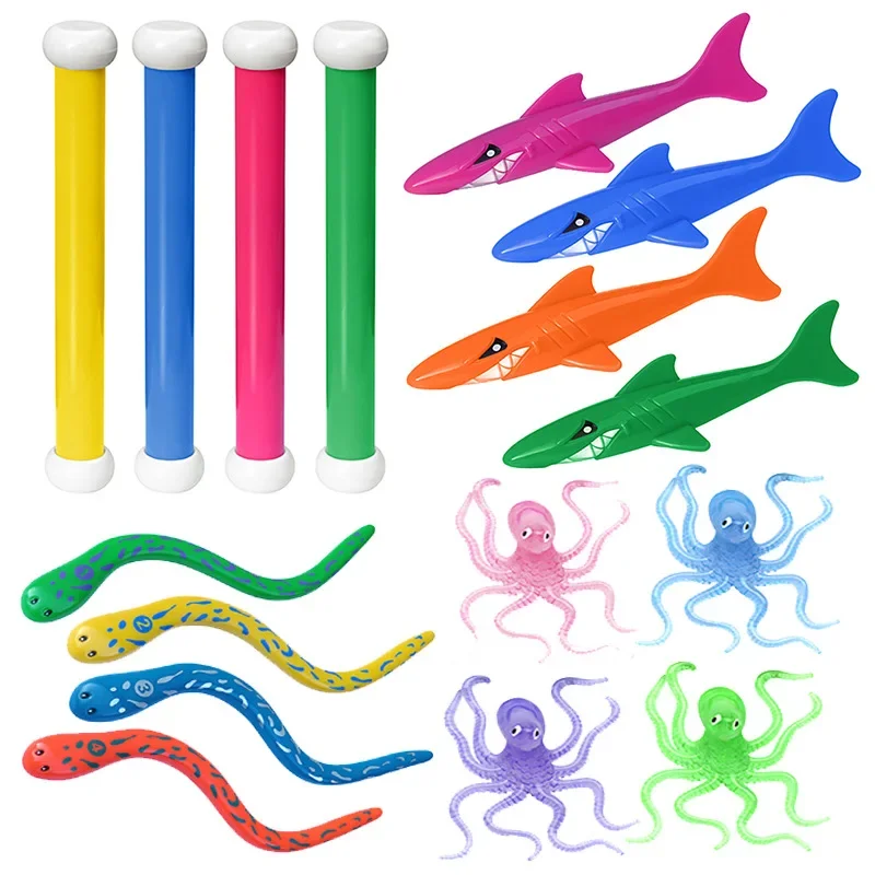 Diving Toys Set Swimming Pool Training Torpedo Water Toy Submerged Diving Diamond Water Suit Children Bath Toys Birthday Gifts