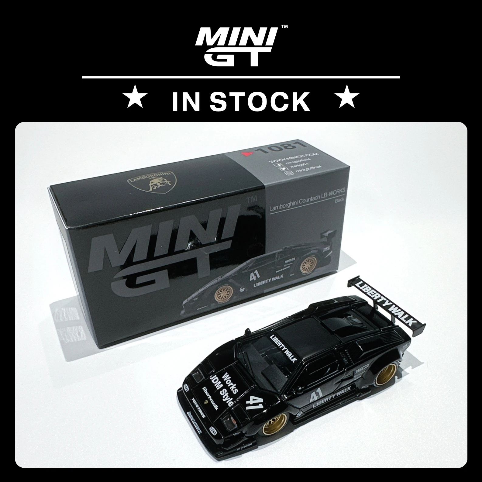 

MINIGT в наличии 1081 1:64 LBWK Lamborghini Countach LB WORKS, черная литая под давлением модель автомобиля, коллекция игрушек