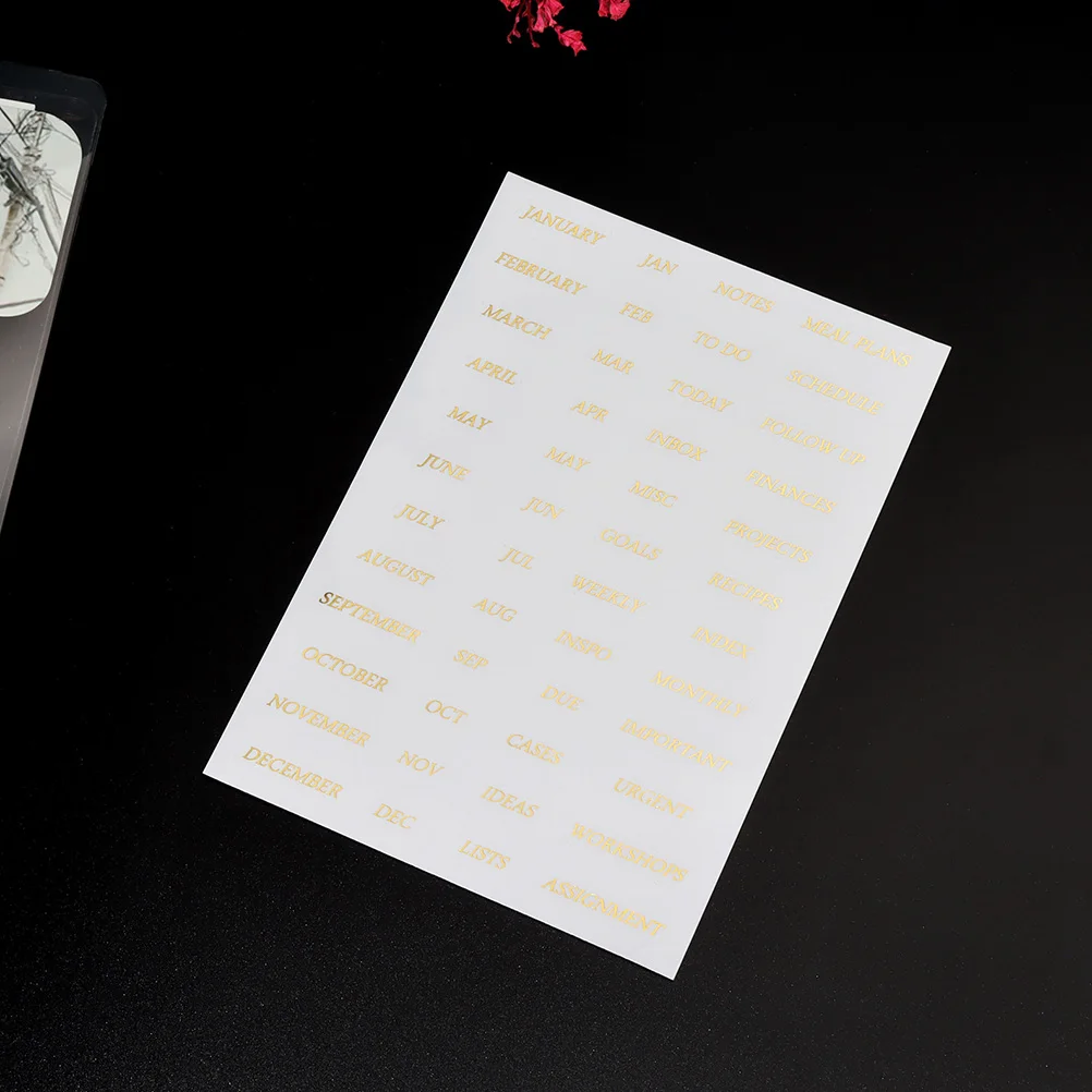 

Gold Foil Stickers Bright Smooth Surface For Scrapbook Journaling Diy Decoration English Word Decal Month Plan Stickers