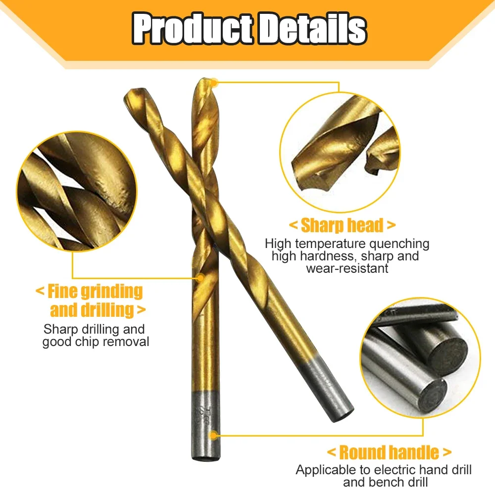 10/50Pcs High Speed Steel Twist Drill Bit Professional Titanium Coated Drill Bit Tools Quality Power Tools 1/1.5/2/2.5/3/3.5mm