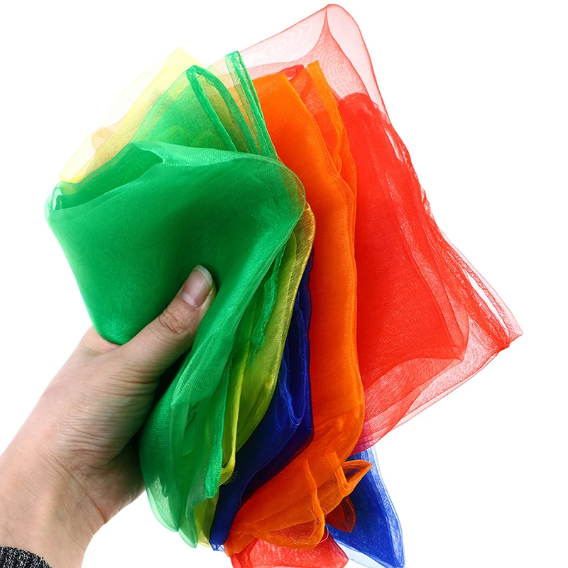 6pcsColored Sensory scarves rainbow Gauze baby juggling dance gymnastics ballet