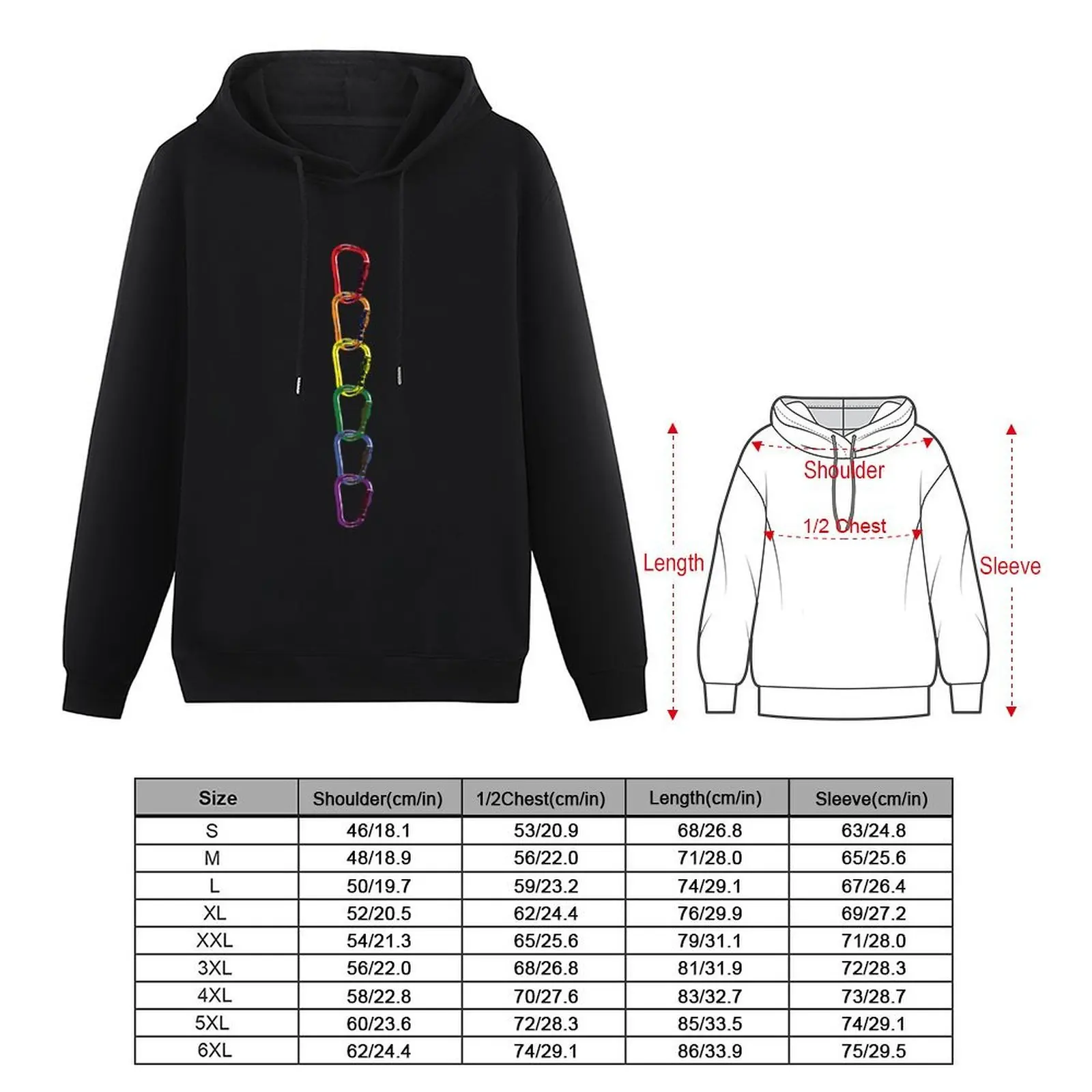Carabiner Pride Vertical Hoodie mens clothes autumn mens clothing korean style clothes mens hoodies