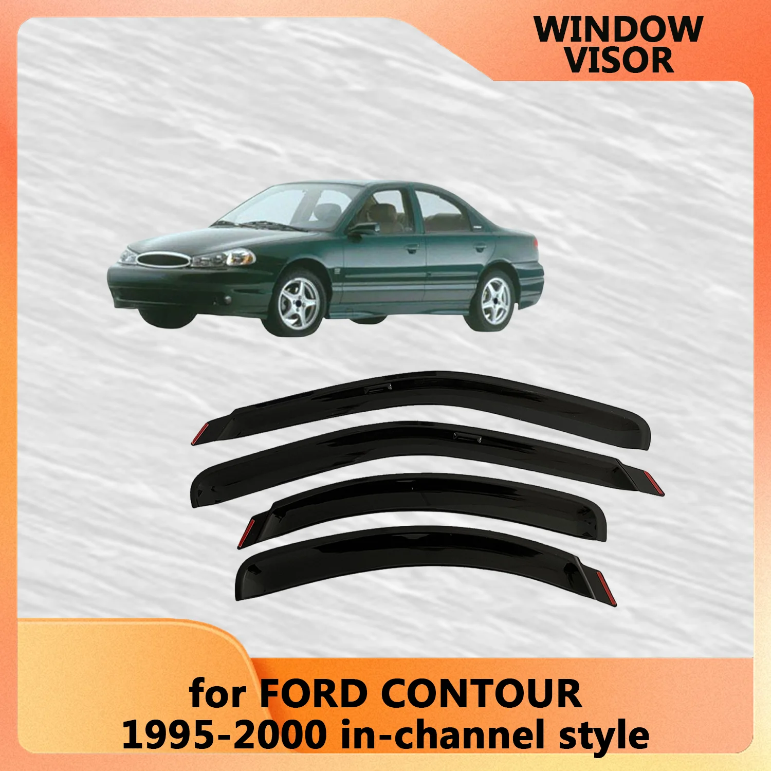 

Window Visor for FORD CONTOUR 1995-1998 1999 2000 In-Channel style Rain Guard Side Vent Deflector Weathershield Inside-Mount
