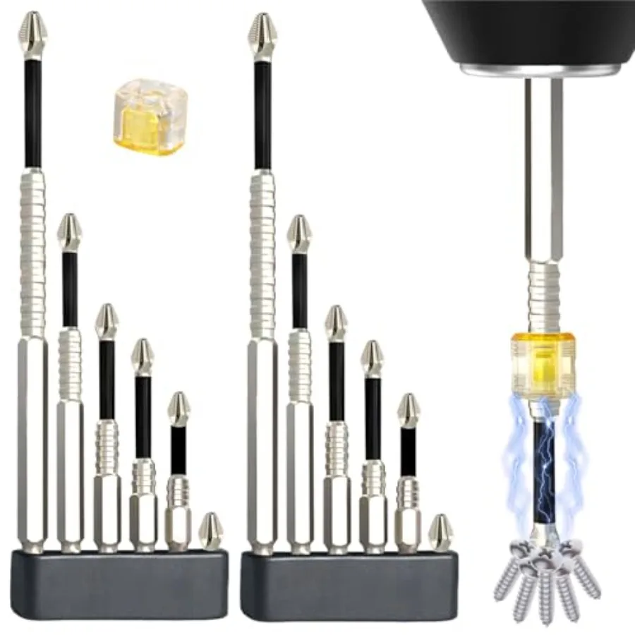 

High Magnetic Screwdriver Drill Bit Set, 12Pcs Magfixer New K5 Impact Resistant Non Slip Bit, Magnetic Screwdriver Bits, Fixion