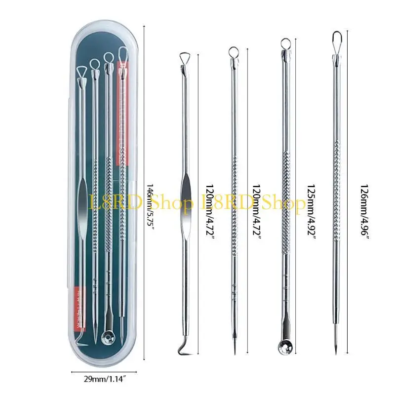L8rd 4pcs aço inoxidável Remoção acne A agulhas