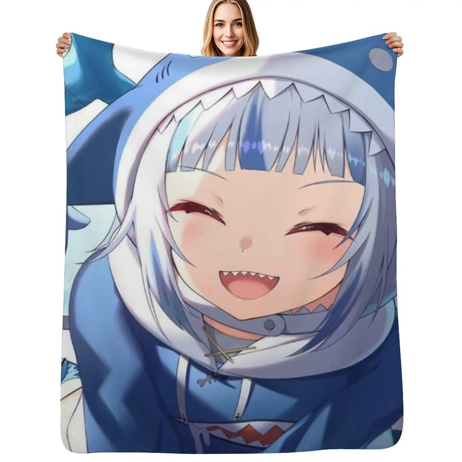 

Gawr Gura Throw Blanket anime Kid'S Bed linens for winter Blankets
