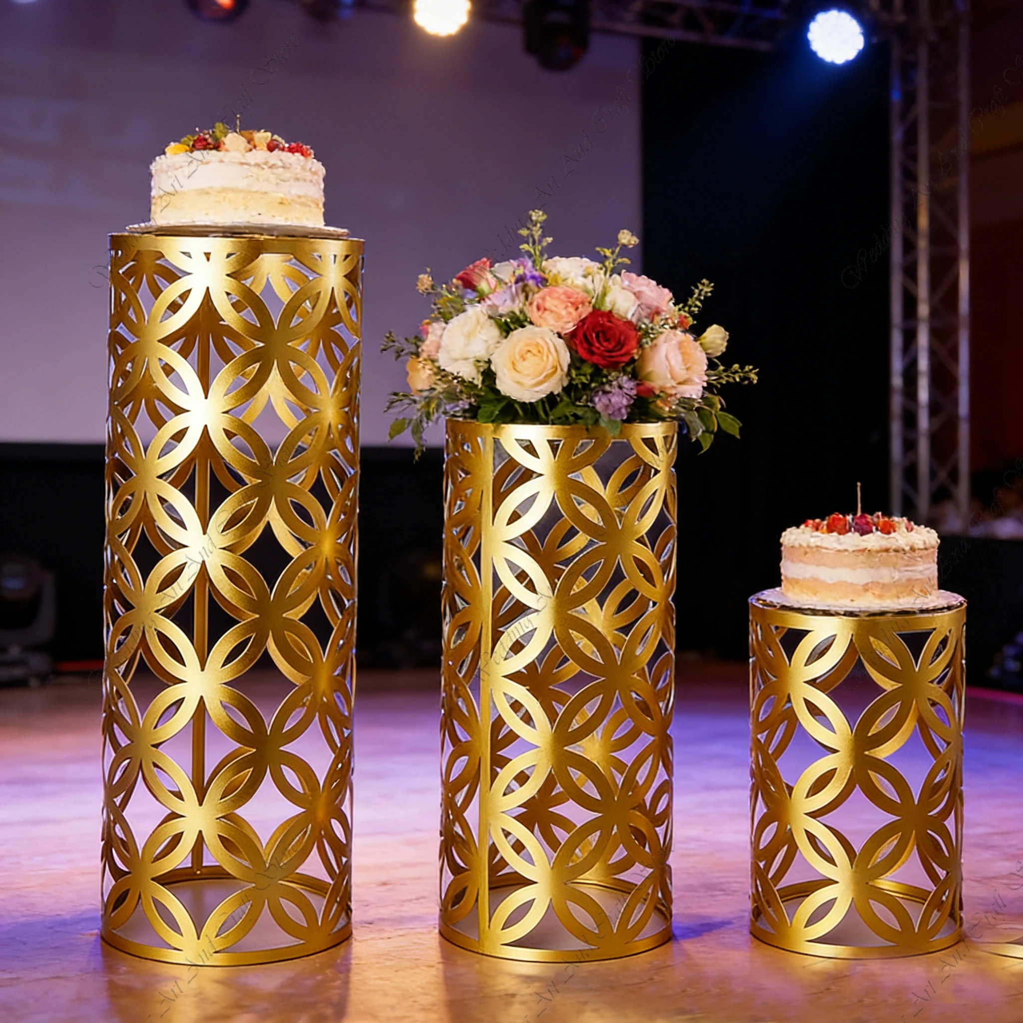 3pcs 40/60/80cm Gold Circle Iron Stand Cake Table Cake Stands Wedding Supplies Flower Rack Cake Stands for Wedding Table ivy807