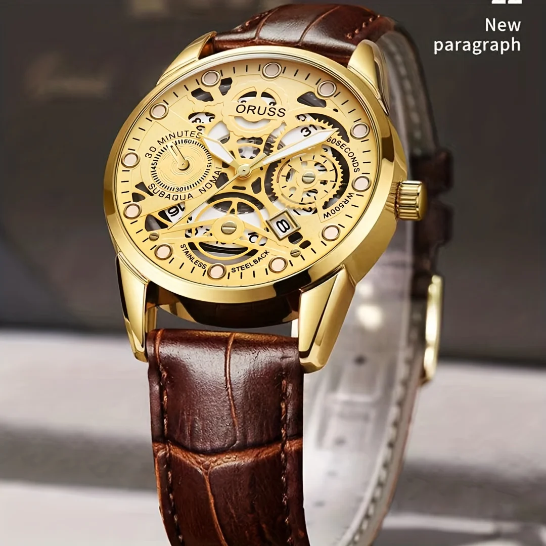 남성용 고급 가죽 벨트 시계, 모든 내구성, 패션, 개성, 비즈니스 등급, 학생 시계