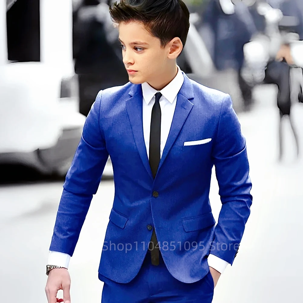 

Royal Blue Boys Tuxedo 3-piece Blazer Pants Vest Wedding Boy Suit Formal 2-18 Years Old Outfit Gentleman Ring Bearer Clothing
