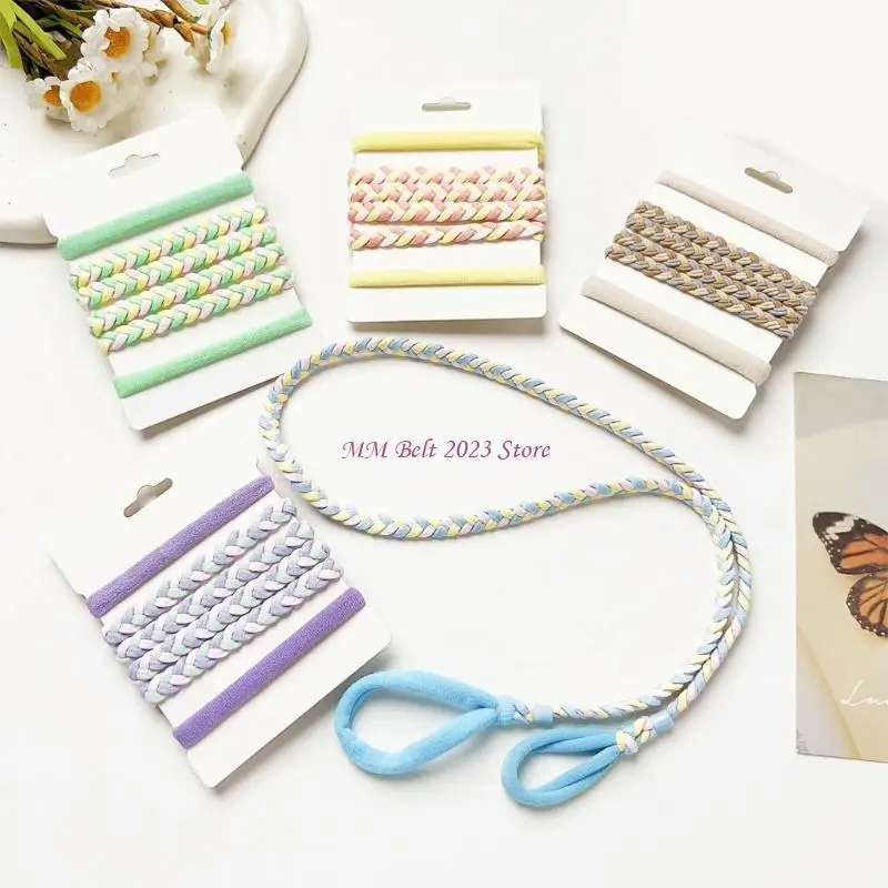 49ME Soft Hair Scrunchies Woven Colorful Hair Scrunchy Elastic Hairpieces Thick Updo Hair Rope Lady Hair Decoration