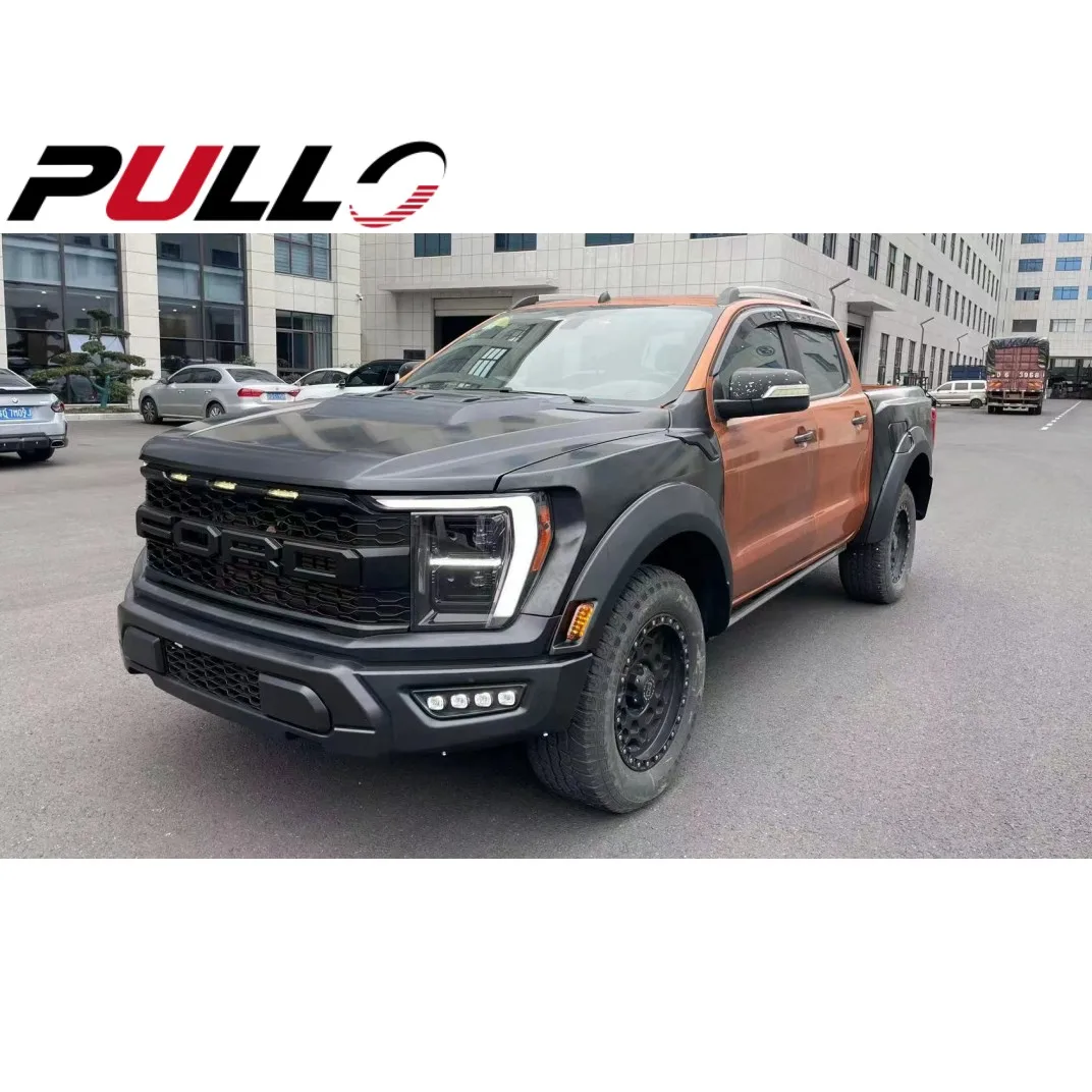 Body kit contain front bumper with grille and hood fender auto lamps for Ford Ranger 2012-2021 upgrade to 2021 F150 Raptor style