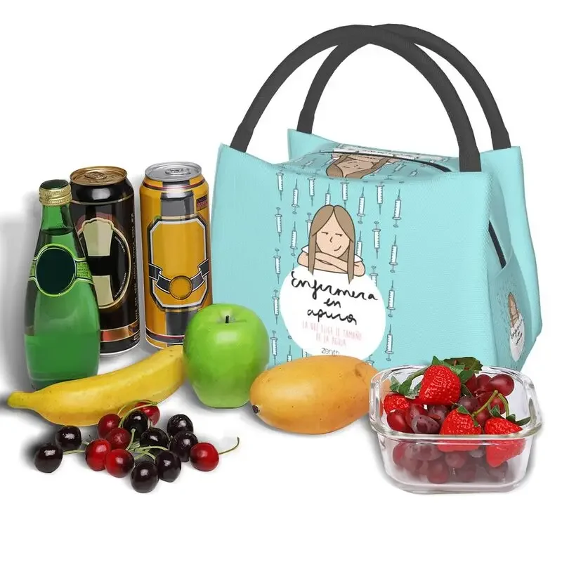 Enfermera En Apuros Doctor Nurse Health Insulated Lunch Bag for Women Portable Cooler Thermal Lunch Tote Work Picnic