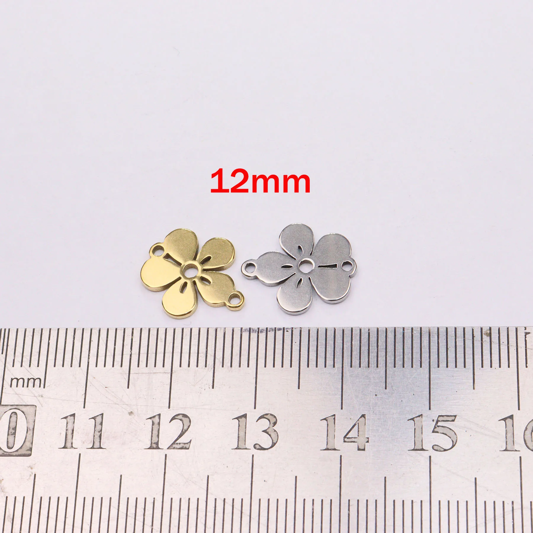 10pcs Wholesale Stainless Steel Flower Connector Charms Pendant DIY Necklace Earrings Bracelets Unfading Colorless 2 Colors