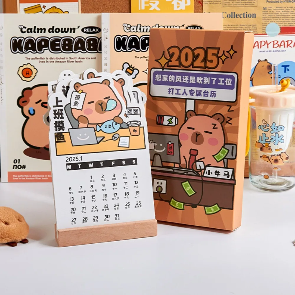 Weekly Memo Pad Creative Capybara Calendar Cartoon Cute 2025 Desk Calendar Interesting Paper Practical Calendar Birthday Gift