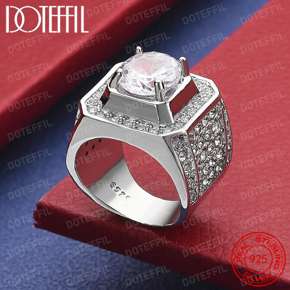 الرجال 925 فضة 2 قيراط الزركون الطفل التنفس الزفاف تألق خاتم حبة ديكور خاتم واسع مجوهرات الحفلات الإكسسوار #3