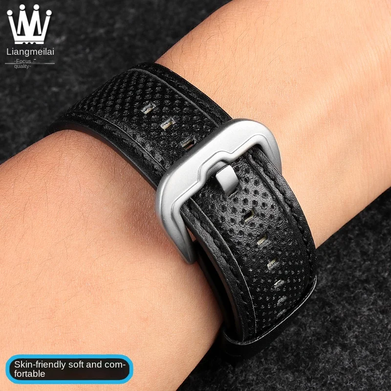 ل ديتريش بانيراي الرجال لينة معصمه 24 مللي متر أسود أحمر أصفر أخضر كامل الجلود حزام ساعة حزام حزام الساعات الجلدية