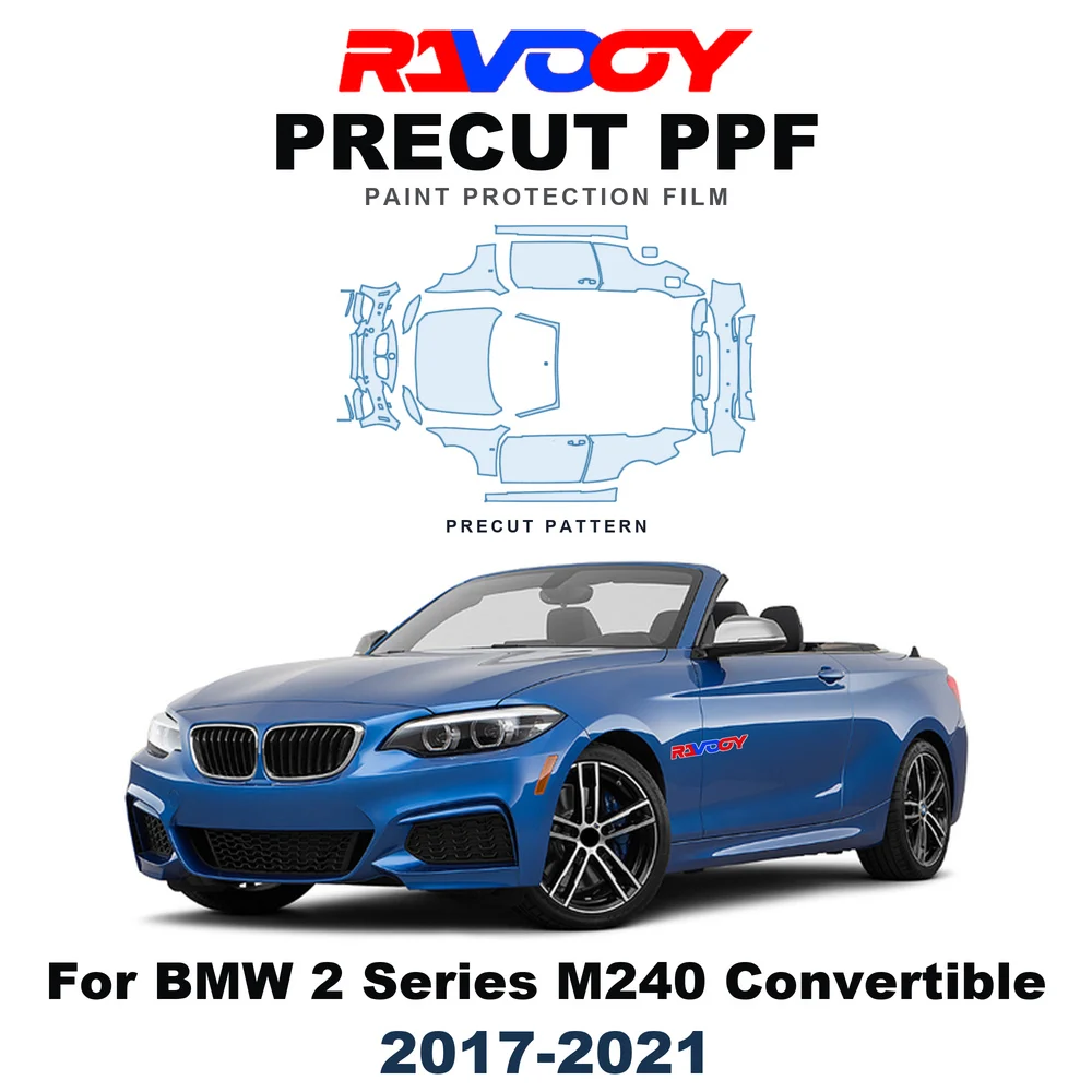 Precut PPF For BMW 2 Series M240 Convertible 2017-2021 8.5mil TPU Paint Protection Film Hood Bonnet Bumper Headlight Clear Kit