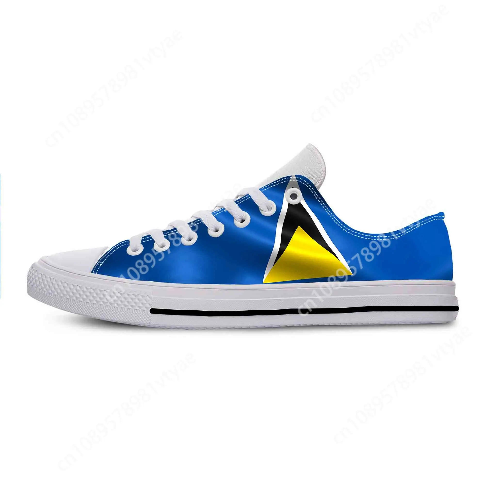 

Saint Lucia Lucian Flag Patriotic Pride Cool Funny Casual Cloth Shoes Low Top Comfortable Breathable 3D Print Men Women Sneakers