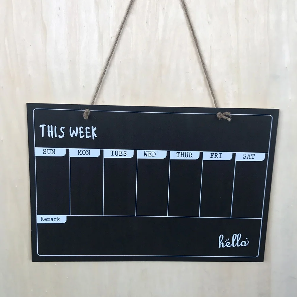 Small and Fresh Blackboard Chalk Wooden Weekly Planner Chalkboard Calendar Hanging